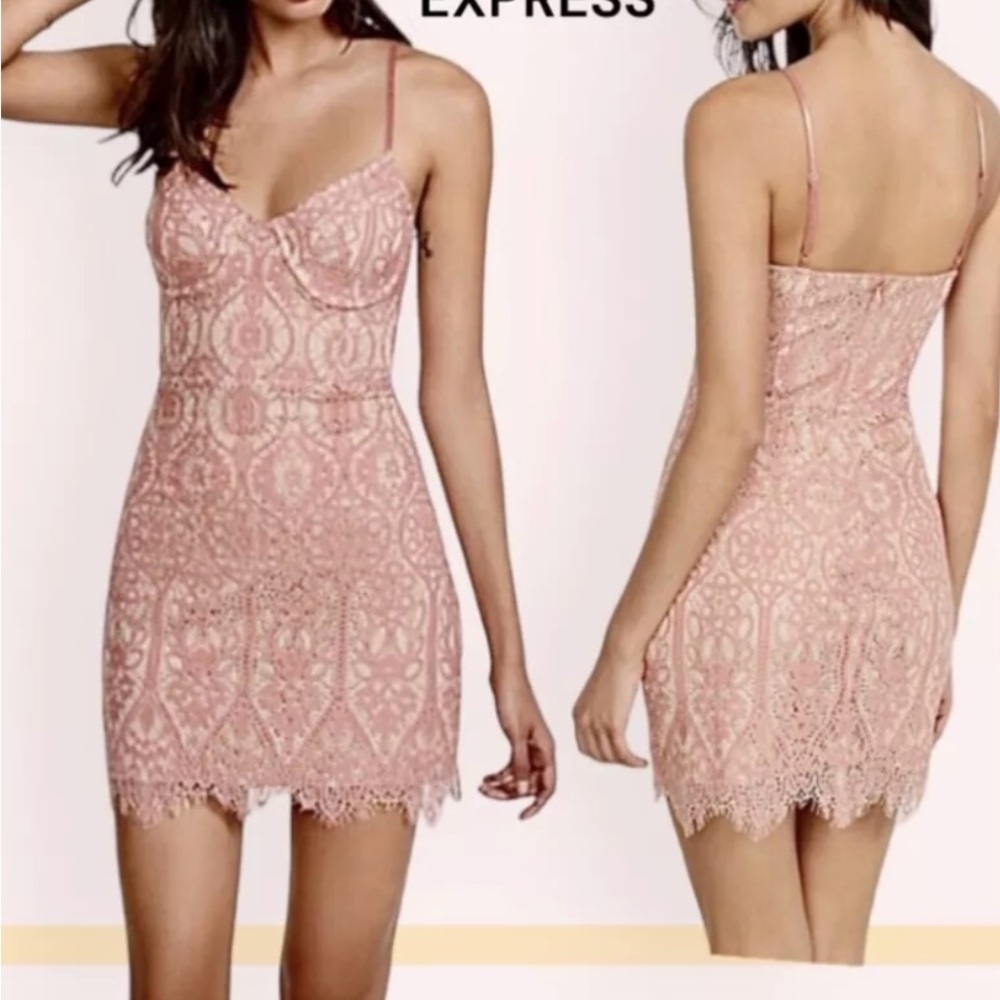 - Express Pink Lace Corset style Dress Size S